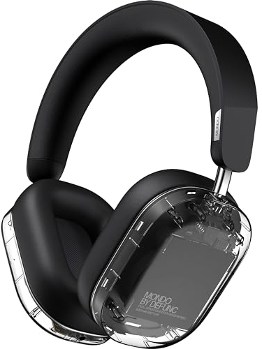 Defunc Mondo by Over-Ear kabellose Kopfhörer mit optionalem Kabel, 45 Stunden aktive Spielzeit, Bluetooth, Dual-ENC-Mikrofone und Treiber, Transparent