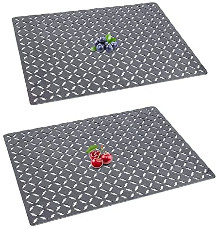Top-spring Spülbeckenmatte, 2 Stück, Küchenspüle, Schutzmatte für Keramik-/Edelstahl-Spülen, zuschneidbar, Abtropfmatte, 30 x 40 cm (grau)