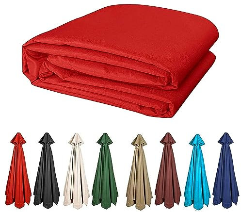 FERKAP Sonnenschirm Ersatzbezug 200/270/300cm 8 Streben/6 Streben, Ersatzabdeckung Für Garten-Sonnenschirm, Schirmdach Ersatz Tuch Für Gartenschirm Tischschirm(Color:Rot,Größe:3.0m/9.8ft-6Ribs)