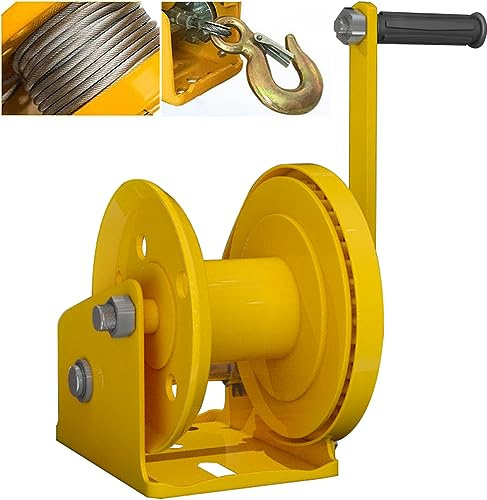 NUACOS Handseilwinde, 1200lbs/1800lbs/2600lbs (Max. 150/300/500kg) Seilwinde Manuelle Handseilzug Bootswinde mit Drahtseil (5m/10m/15m/20m/30m) und Alloy Steel Hook,1200lbs,30m