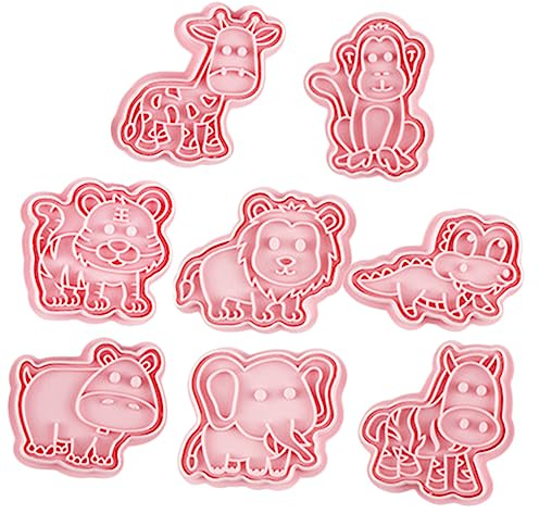 BESTonZON 8 Piezas Molde De Galletas Sello De Galleta Personalizado Cortador De Galletas Cortadores De Galletas Para Niños Sello De Prensa De Galletas El Plastico 3d Dibujos Animados Postre