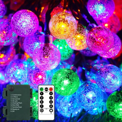 GCMacau Lichterkette Außen, 13M 80 LED Kugel Lichterkette, Lichterketten mit Graphitgrünem Kabel, 8 Modi, IP65 Wasserdicht Lichterketten Innen Außen für Hochzeiten Weihnachten Partys Garten Deko(Bunt)