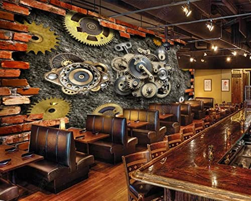 songqians Papier Peint Panoramique Engrenages Muraux En Briques De Style Industriel Papier Peint 3D Tapisserie Murale Décoration Chambre Salon -306089 300x210cm