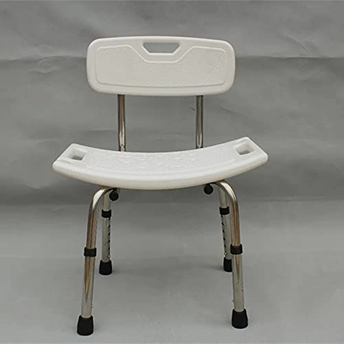 Behindertengerechter Duschhocker, Rutschfester Stuhl, Duschhocker, höhenverstellbarer Duschhocker aus Aluminiumlegierung (Farbe: Weiß, Größe: 47 x 41 x 74 cm) Lofty Ambition