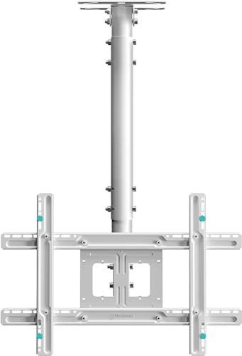 ONKRON Soporte TV de Techo 32-80 Pulgadas - Colgar TV en Color Blanco con Carga de hasta 68 kg - Brazo Television Universal con VESA 100x100-600x400 mm/Soporte para Televisión Giratorio N1L-W