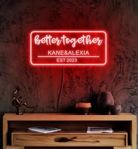 Personalisiertes „Better Together“ Neonschild, Valentinstag Dekoration, Wanddekoration für das Wohnzimmer, Paar Neonschild Geschenk, LED Nachtlicht, personalisierte Geschenke
