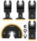 5PCS Oscillating Tool Blades Titanium Multitool Blades Cut Saw Blades Fast Speed Cutting for Wood, Metal, Nails and Hard Material for Dewalt Rockwell Milwaukee Makita Ryobi with 3 Extra Adapters