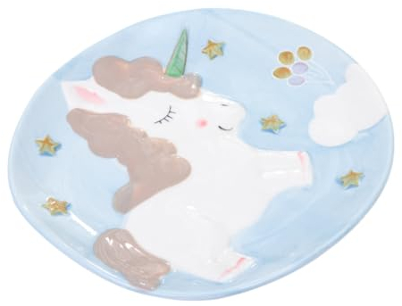 CIMAXIC Steak Platter Dish Ceramic Appetizer Unicorn Birthday Decoration Ceramic Serving Platters Porcelain Serving Dishes Vegetable Tray Platter Cake Plate Fruits Plate Baby Set Cartoon