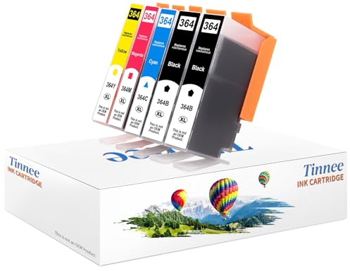 Tinnee 364XL Kompatibel für HP 364XL HP 364 Druckerpatronen HP 364 Multipack für HP Photosmart 5520 Drucker, 5510 5520 5524, Deskjet 3520, Officejet 4622 4622 5510 5520 5524 6520 5515 7520, 5er-Pack