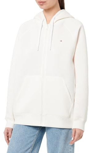 Tommy Hilfiger Sweat à Capuche avec Fermeture Éclair Femme Oversized, Beige (Ancient White), M
