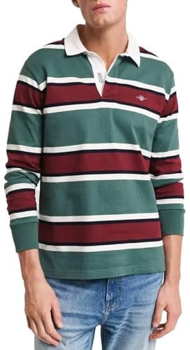 GANT Herren Yarn Dyed Striped Heavy Rugger Polohemd, Woody Green, XL