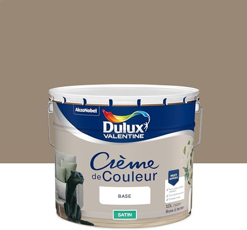 Dulux Valentine Crème de Couleur - Peinture multi-supports intérieure - Satin Terre d'Argile 10 L