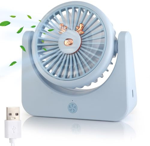 Qilerball Desk Portable Fan - USB Mini Fan with 3 Speeds, Rechargeable Battery Powered for Home Office, Bedroom, Dorm, Outdoor, Summer Graduation Gifts