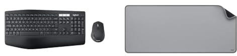 Logitech MK850 Kit Tastiera e Mouse Wireless Multidispositivo, Wireless e Bluetooth 2.4 GHz & Desk Mat - Studio Series, Multifunzione, Tappetino per Mouse Esteso