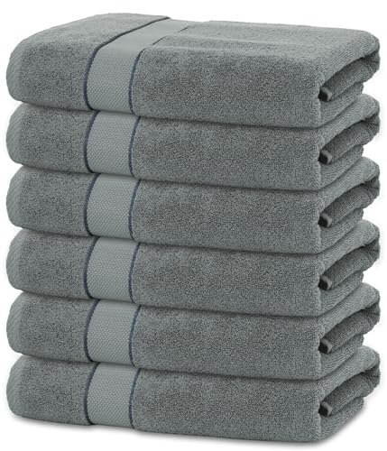 BANANALU 6 Badetücher 70x140 cm 100% Baumwolle Badetuch Duschtuch Grau-Grün
