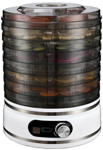 Food Dehydrator Fruit Dryer Machine, 8 Tray Mini Fruit Dryer, Food Preserver with Adjustable Temperature & Timer, Removable BPA-Free Trays Meat Vegetables Beef Fruit Dryer for Jerky, Snacks(White)
