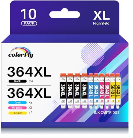 colorfly 364XL Druckerpatronen Kompatibel für HP 364XL Patronen für HP Photosmart 5520 5510 5524 6510 6520 7520 Deskjet 3520 3522 3070A Officejet 4620 4622 (10er-Pack)