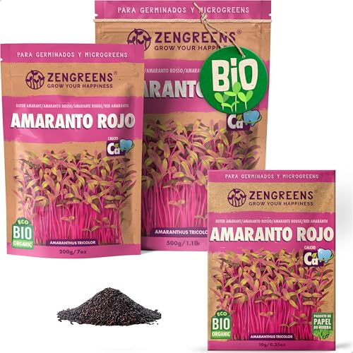 ZenGreens® - Bio Roter Amarant Sprossen Samen - Wähle zwischen 10g, 200g und 500g - Roter Amarant Bio Saatgut - Keimrate von über 95% - Sprossensamen zum Keimsprossen ziehen