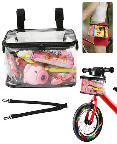Wanapure Kinder-Fahrradkorb, transparente Fahrradtasche, Scooter-Lenkertasche