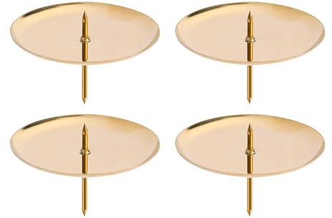 MiCasa SuCasa Deko Adventskerzenhalter 4er Set in Gold – Ø 6cm Kerzenteller mit Sicherheitskappen – Perfekt für Adventskranz, Kerzenständer für sichere Weihnachtsdekoration, langlebig & robust