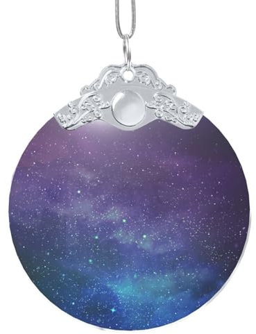 Universum mit Sternen, Galaxie, interstellarer Druck, 2024, Weihnachtsschmuck, Glas, rund, Weihnachtsbaumschmuck, hängende Dekoration, Ornament