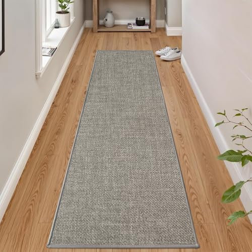 Cheerx Küchenläufer rutschfest, Küchenteppich Waschbar, Gewebte Teppich Küche Saugfähig, Hochwertige Küchenmatten, Teppich Läufer Flur für Küche, Esszimmer, Waschküche (Titangrau, 43x180cm)