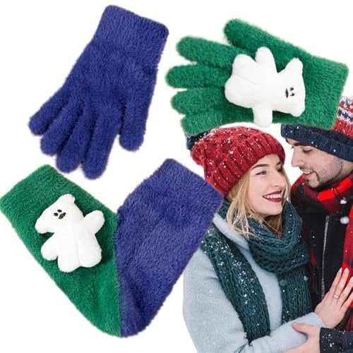 Generisch Paar Handschuhe, warme Winterhandschuhe | Winterwarme Fäustlinge für Liebhaber | Weihnachts-Pärchen-Fäustlinge, Love Holding Hands-Handschuhe, Pärchen-Handschuhe für Freund und Freundin