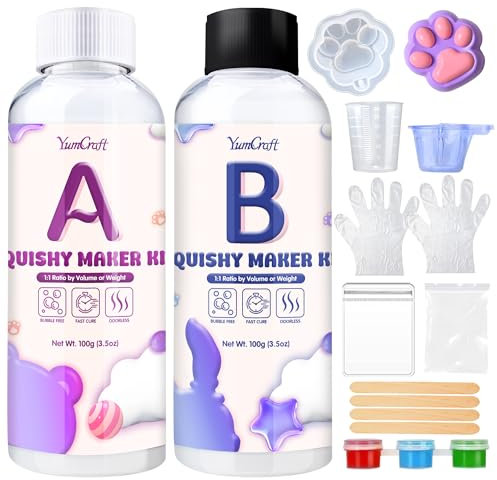 FlüSsigsilikon Squishy Making Kit, 200g Superweiches Silikonkautschuk, Ab 1:1 füR Taba Squishy | Squishy Maker, Schnelle Heilung DIY Dekompressionsgeschenk Kit füR Taba Squishy(Transparent)