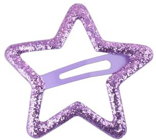 Righe e Pois - fermaglio per capelli clic clac a stella glitter da 5 cm, molletta per capelli da bambina a stella, fermacapelli bimba a forma di stella - confezione da 1 hair clip (Viola)