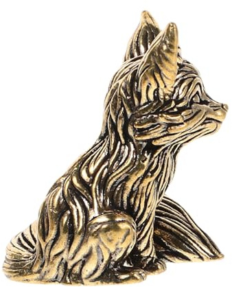 Cabilock Messing Fuchs Dekor Miniatur Fuchsmodell als Tischdeko für Zuhause | Goldfarbene Miniaturstatue aus Messing, Fuchs Figur für Büro und Sammlung, Retro Akzent