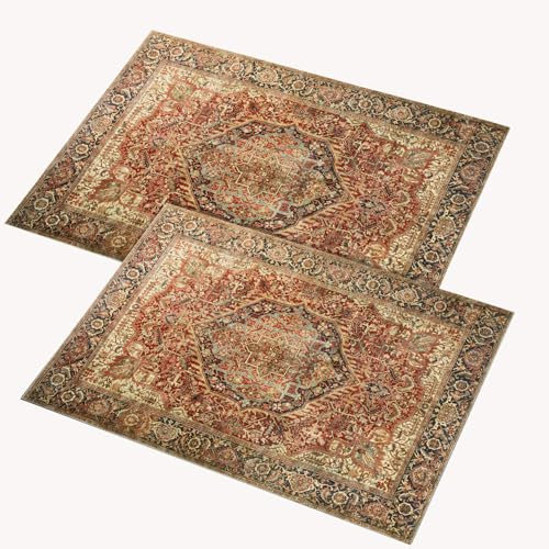 AMEHA Washable Door Mats Indoor 40x60 cm 2 Pack Heavy Duty Doormats Outdoor Soft Fluffy Door Mat Low Profile High Absorbent Non Slip Floor Mat Welcome Entrance Doormats (Majestic)