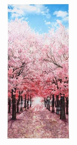 next.design Noren Türvorhang im japanischen Stil mit einem Bild der japanischen Sakura-Kirschblüten Baum Avenue bedruckt (Muster 1 (kein Schlitz))