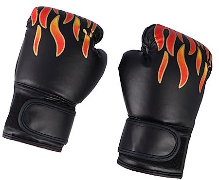 TOGEVAL Boxhandschuhe Für Training Pu-Material Mit Flammenmuster Atmungsaktiv Für Junge Mädchen Geeignet Inklusive Schlagpolstern