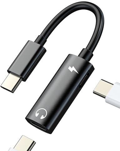 Adaptador USB C Jack Auriculares Cargador(2 en 1) para Apple Doble Tipo C DAC Audio Carga Conector para iPhone 16 15 Pro MAX para iPad Headphone Adapter Compatible con Samsung S25 S24 S23 Convertidor