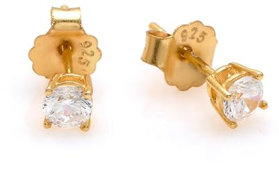 Orecchini Punto Luce in Argento 925 con Zircone 5A, Zircone Singolo Bianco Luminoso, Eleganti e Raffinati, Adatti ad ogni Outfit, Made in Italy