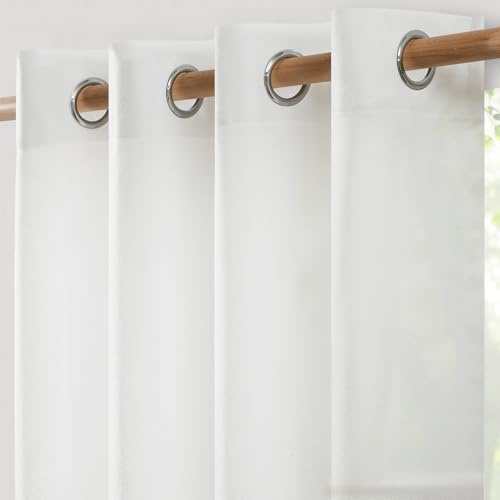 Softalker - Set di 2 tende in lino per soggiorno, moderne, con occhielli, colore bianco, per camera da letto, 225 cm di lunghezza, tende già pronte, 140 cm di larghezza, per asta da tenda, tende