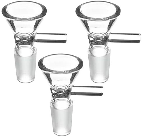 3 Pcs 14mm Male Glass Bong Bowl Adaptor, Reusable Borosilicate Glass Bowl Head Attachment for Oil Rig Hookah Pipe Water Filter, Aroma Burners Compatible with Plug-in Systems