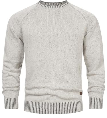 Indicode INMassum - Jersey de punto para hombre con cuello redondo | Jersey clásico de punto fino de algodón suave, suéter de punto, suéter para hombre, suéter casual, suéter para hombres