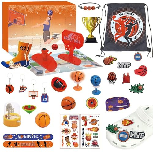 Gihioue Adventskalender Für Die Weihnachtszeit 2025-24 Tage Weihnachtlich Gestaltet Basketball Zubehör,Basketball Weihnachts Countdown Zubehör | Für Kinder Teenager Mädchen Und Als Spaßige Aktivität