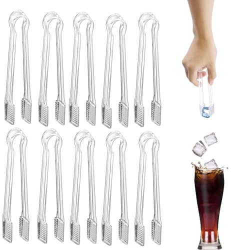 Pinzas para Hielo de Plástico,10 PCS Mini Pinzas Barbacoa Pinzas de Cocina Pinzas para Comer para Buffet Barbacoa Aperitivos Postres