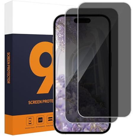Carantee 2 Stück für Panzerglas für iPhone 15/15 Pro 5G Schutzfolie, 2.5D Ultradünn Anti-Spy Displayschutzfolie, Anti-Blasen Anti-Staub iPhone 15/15 Pro 5G Anti-Spy Panzerglasfolie Schutzglas
