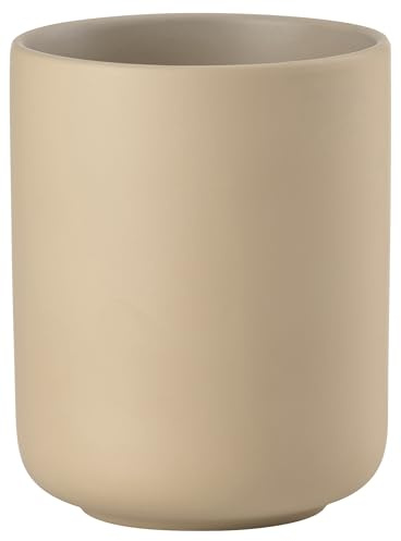 Zone Denmark Ume Zahnputzbecher, Zahnbürstenhalter, Zahnbürstenbecher, aus Steinzeug/Keramik, Schönes & Praktisches Badezimmer Zubehör, Durchm. 8,3 cm, Höhe 10,3 cm, Camel