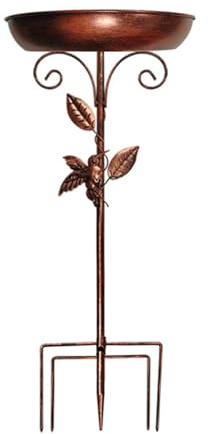 Dasbsug Freistehende Vogeltränke für Außenbereiche, 76,2 cm, Metall-Design mit verbesserter Stabilität, Bodendekoration, Hofdekoration