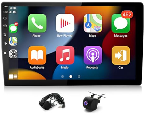 4+64G 2 Din Android 13 Autoradio für Jeep Wrangler JK 2007-2010 mit Carplay Android Auto, 10,1 Zoll Touchscreen Auto Stereo Display Player Radio GPS Navigation Head Unit mit MirrorLink DAB+ FM SWC