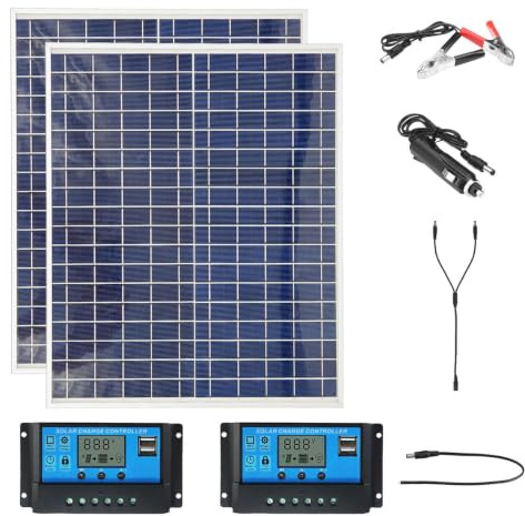 YIGECHENXIN Panneau Solaire 100W 18V Polycristallin avec Contrôleur