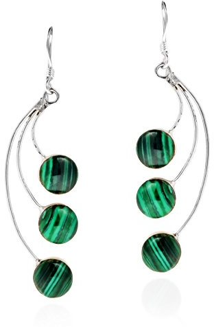 Pusteblume Floating grün Malachit 925 Sterling Silber baumeln Ohrringe