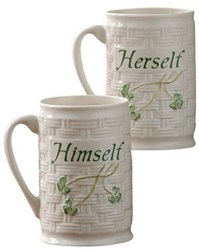 Belleek Himself and Herself Mug Set, Medium, White