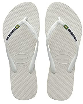 Havaianas - Slim Brasil Logo, Tongs Confortables, Durables et Légères, Hommage au Brésil, Drapeau sur Lanières, Femme