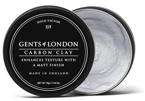 Gents of London Carbon Clay, Matt Finish, Texturising Styling Wax For Men (75g)