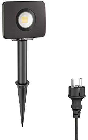 ledscom.de LED Gartenstrahler Wega mit Erdspieß und 15cm Sockel für außen, schwarz, 28,005W, 2361lm, warm-weiß